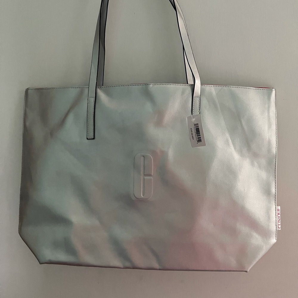 Clinique Silver Tote Bag NWT